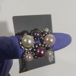 Charlotte Russe Silver tone Multi-Color Faux Pearl Ring, Size 8, Women's Jewelry